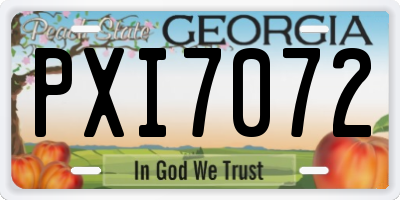 GA license plate PXI7072