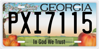 GA license plate PXI7115