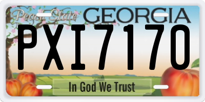 GA license plate PXI7170
