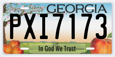 GA license plate PXI7173