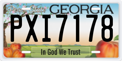 GA license plate PXI7178
