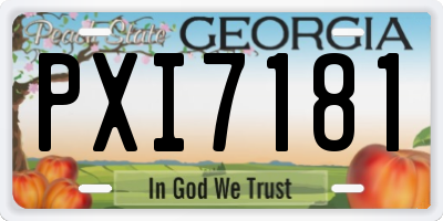 GA license plate PXI7181