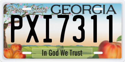 GA license plate PXI7311