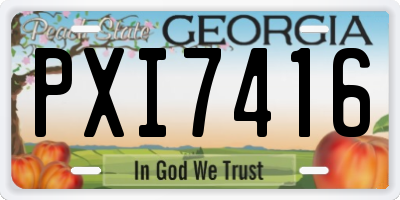 GA license plate PXI7416