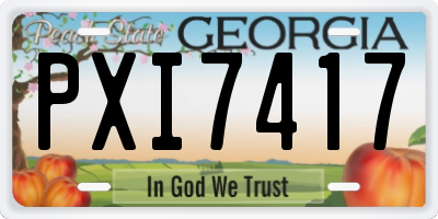 GA license plate PXI7417