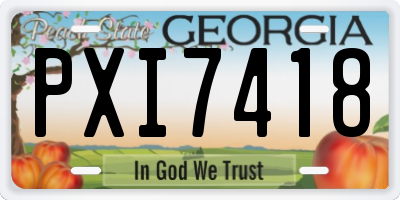 GA license plate PXI7418