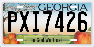 GA license plate PXI7426