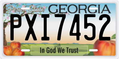 GA license plate PXI7452