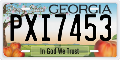 GA license plate PXI7453