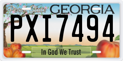 GA license plate PXI7494