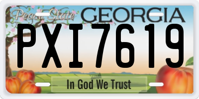 GA license plate PXI7619