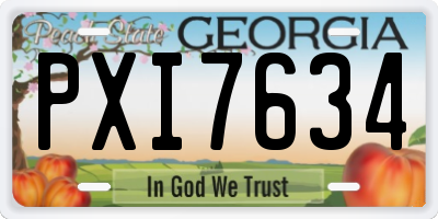 GA license plate PXI7634