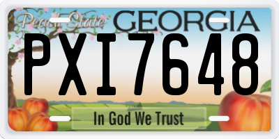 GA license plate PXI7648