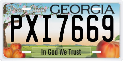 GA license plate PXI7669