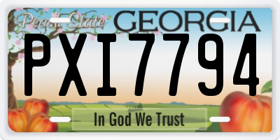 GA license plate PXI7794