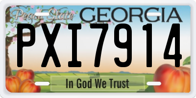 GA license plate PXI7914