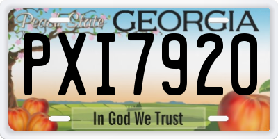 GA license plate PXI7920