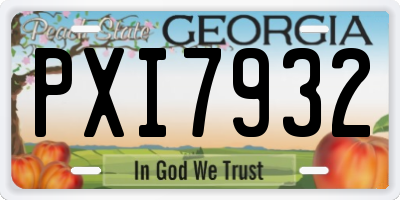 GA license plate PXI7932