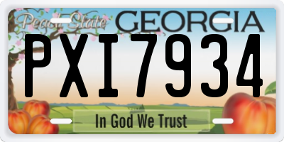 GA license plate PXI7934