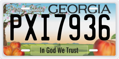 GA license plate PXI7936