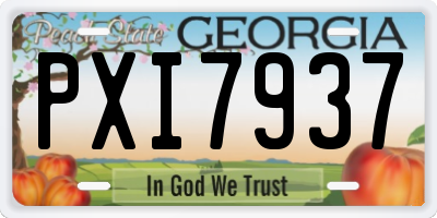 GA license plate PXI7937