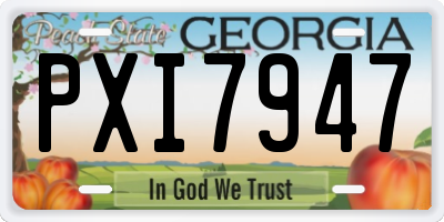 GA license plate PXI7947