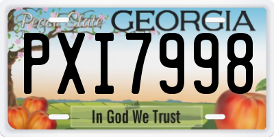 GA license plate PXI7998