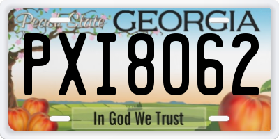 GA license plate PXI8062