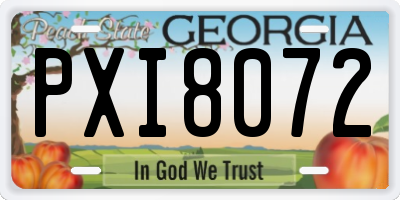 GA license plate PXI8072