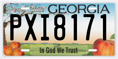 GA license plate PXI8171