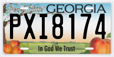 GA license plate PXI8174