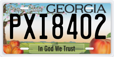 GA license plate PXI8402