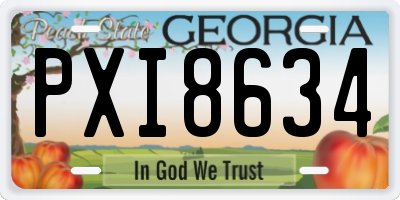 GA license plate PXI8634