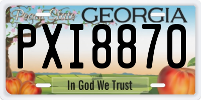 GA license plate PXI8870