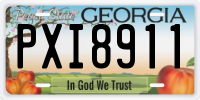 GA license plate PXI8911