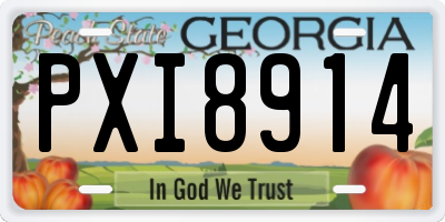 GA license plate PXI8914