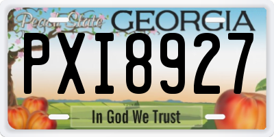 GA license plate PXI8927