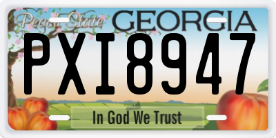 GA license plate PXI8947