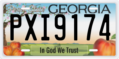 GA license plate PXI9174