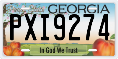 GA license plate PXI9274