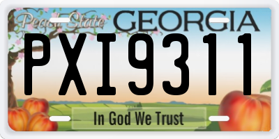GA license plate PXI9311