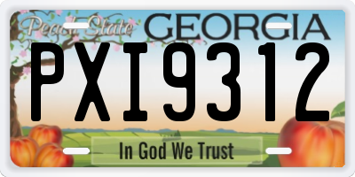 GA license plate PXI9312