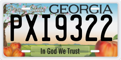 GA license plate PXI9322