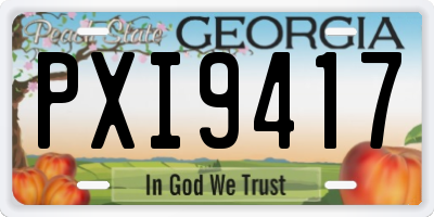 GA license plate PXI9417