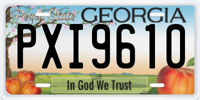 GA license plate PXI9610