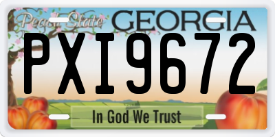 GA license plate PXI9672