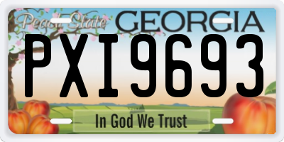 GA license plate PXI9693