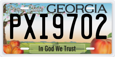 GA license plate PXI9702