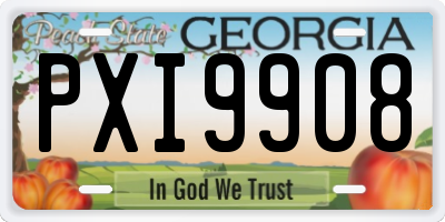 GA license plate PXI9908