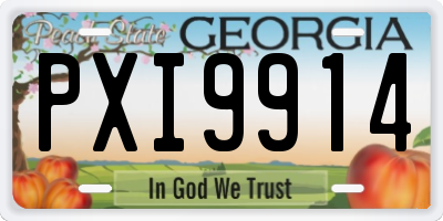 GA license plate PXI9914